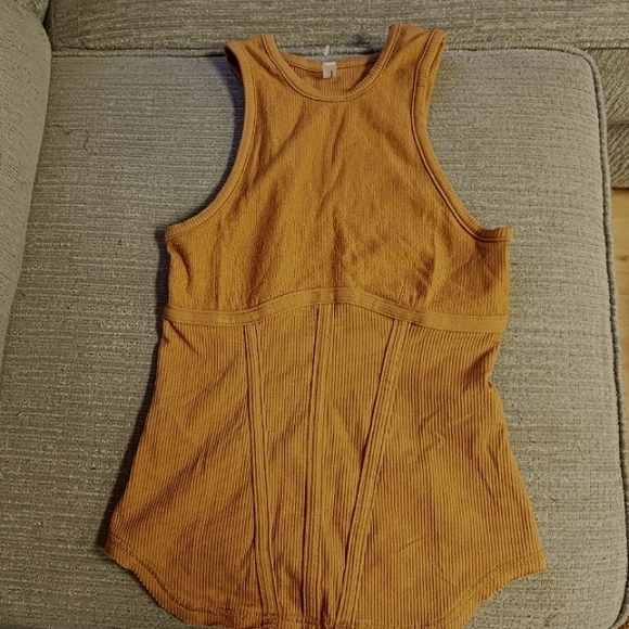 NEW nwot Free People Head Start ribbed structured tank top tan desert sand boned - Picture 2 of 6